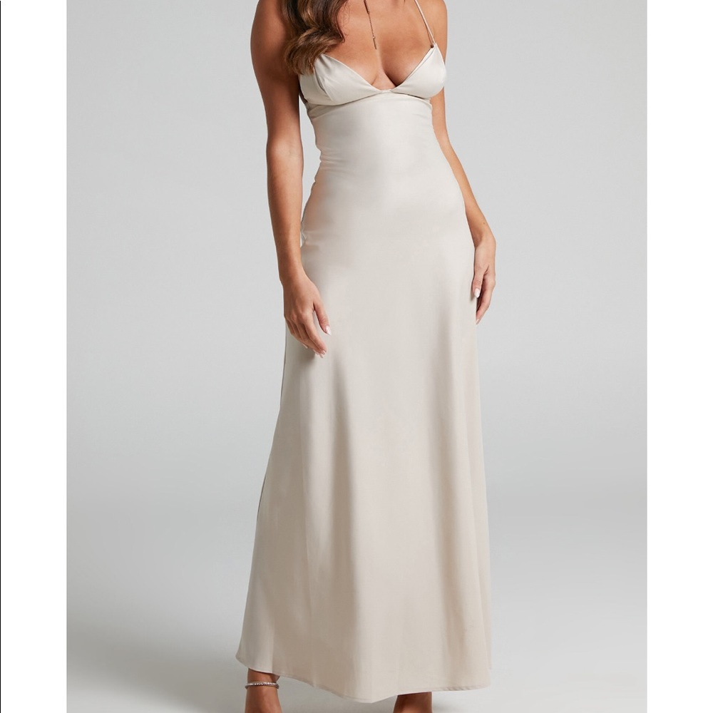 Champagne Showpo. Plunge Maxi Dress